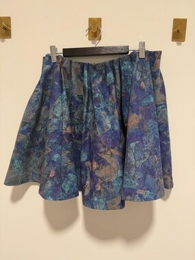 H&M Blue Teal Patterned Skater Skirt